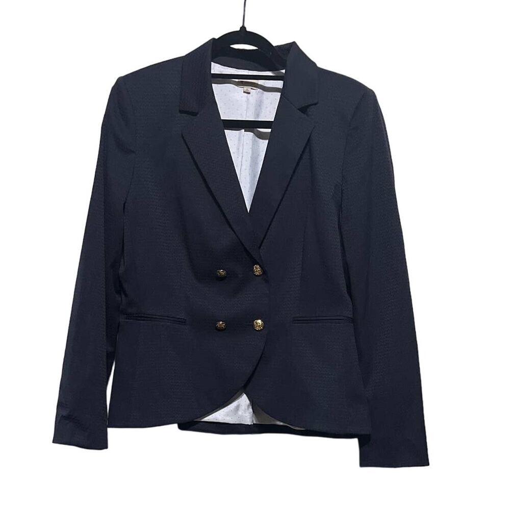 Cremieux Women’s Double Breasted Blazer Navy Textured 12